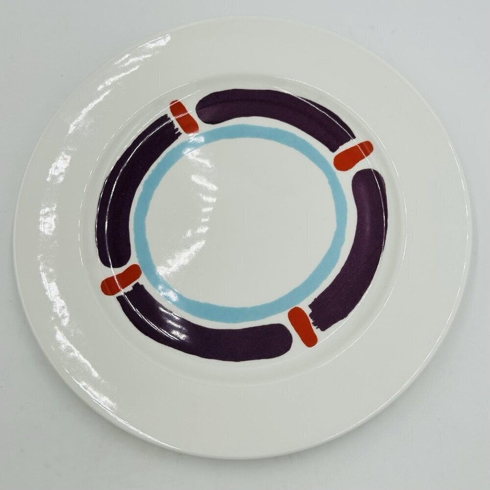 Homer Laughlin Pristine 12" Chop Plate White Purple Red Aqua MINT